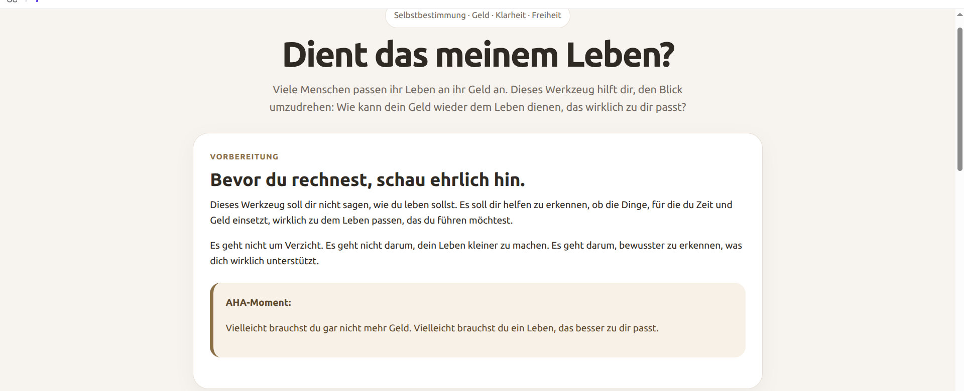 Klarheitskompass-Tool: Vorbereitung und AHA-Moment aus der Akademie für Selbstbestimmung